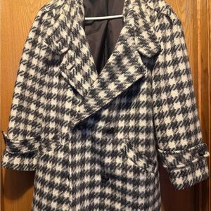 Women's Black and White Pea Coat